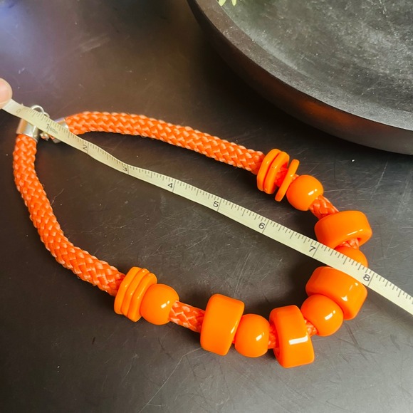 Chunky Orange Beaded Necklace | Rope Strung Vintage Y2K Jewelry | Colorful - Picture 5 of 5